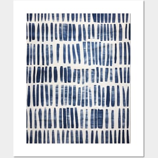 Indigo Blue and White Mud Cloth Posters and Art